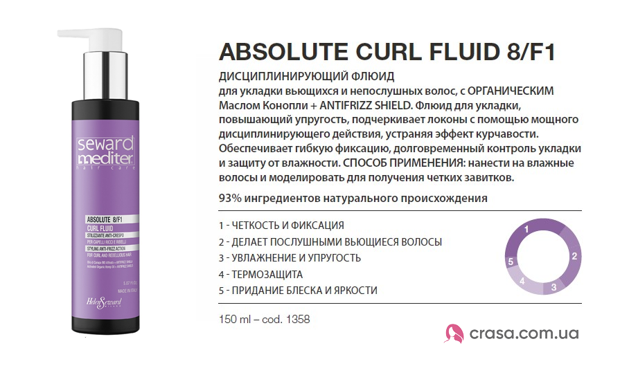 Дисциплинирующий флюид Helen Seward Mediter Absolute Curl Fluid 8F1 купить